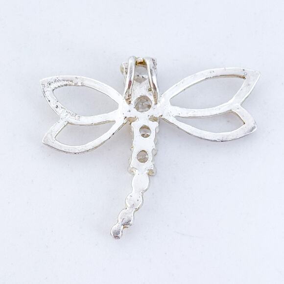 Vintage Sterling Silver 925 2cm Cubic Zirconia Dragonfly Pendant - Picture 4 of 8
